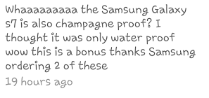 For the record it's not waterproof (it's water resistance) and pouring champagne on it isn't recommended.